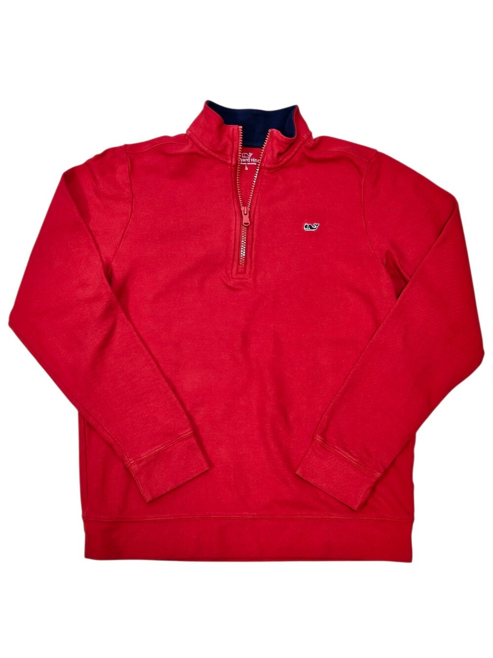 Vineyard Vines Solid Red Saltwater Quarter-Zip Top Boys Large 100% Cotton Preppy